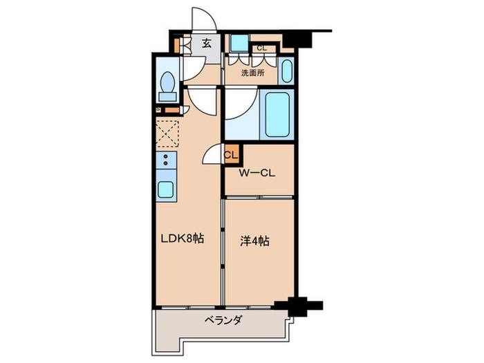レジデンス桜新町ガーデン(1LDK/2階)の間取り写真