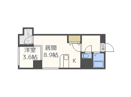 カルフール大通東(1LDK/2階)の間取り写真