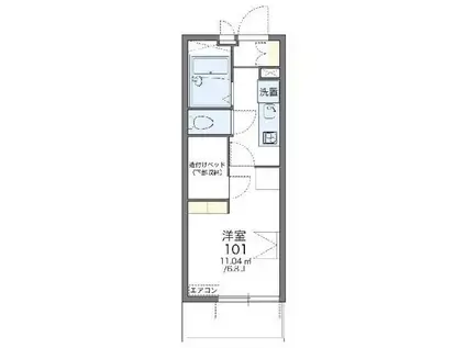 レオパレスリバーヴィレッジA(1K/2階)の間取り写真