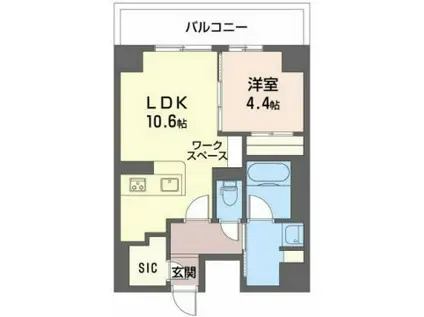 バリオ西本町(1LDK/6階)の間取り写真