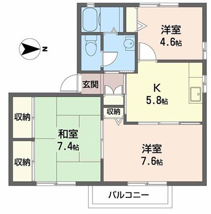 ディアスタツノ(3K/2階)の間取り写真
