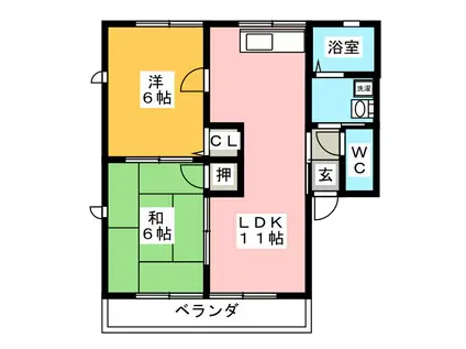 レトア粟野(2LDK/1階)の間取り写真