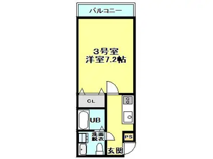 マリンズホーム(1K/4階)の間取り写真