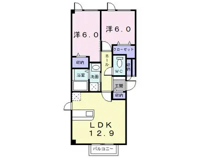 ユリシス(2LDK/1階)の間取り写真