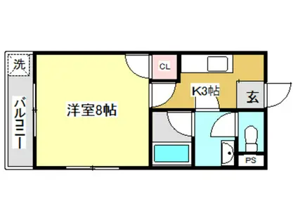 サバービアスイートI(1K/4階)の間取り写真