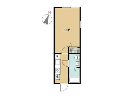 ラ・ソレイユ淵野辺(1K/1階)の間取り写真