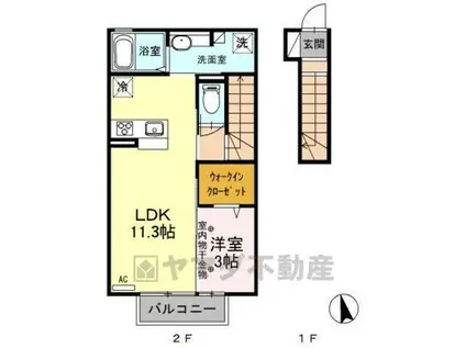 ヴァイアD(1LDK/2階)の間取り写真