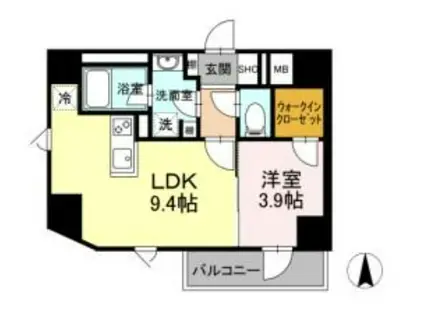 グランジット白金高輪(1LDK/6階)の間取り写真