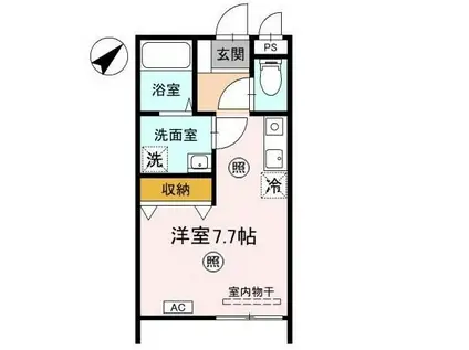 シーズンコートフェミーナ(ワンルーム/1階)の間取り写真