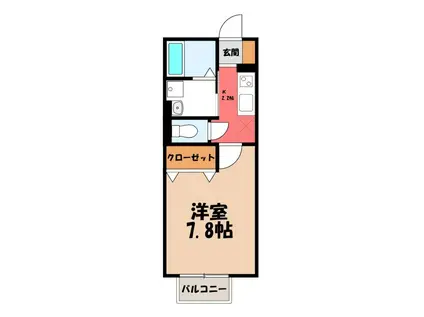 D-ROOM24 B(1K/2階)の間取り写真