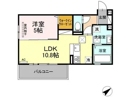 ル・カリーナ(1LDK/1階)の間取り写真