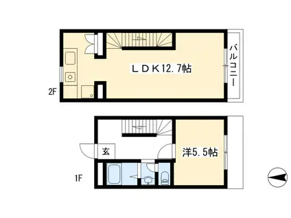 マナーハウスB(1LDK/1階)の間取り写真