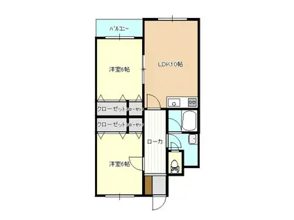 マンション ラ・プラタ(2LDK/2階)の間取り写真