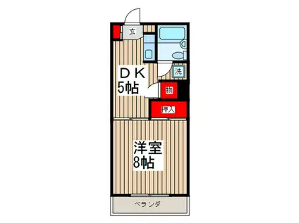 ハイネス菅谷(1DK/2階)の間取り写真