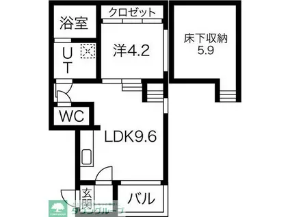 ミレニア栄生 (1LDK/1階)の間取り写真