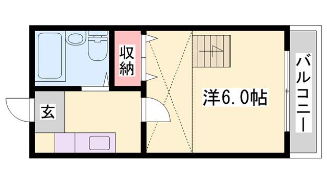 エイシン西八代(1K/2階)の間取り写真