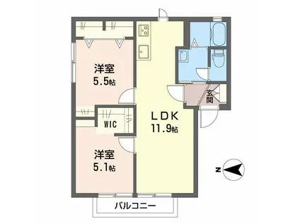 ハイタウン日の出(2LDK/2階)の間取り写真