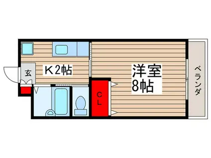 グラース(1K/3階)の間取り写真