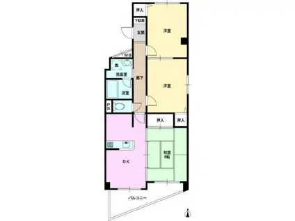 ベイヒルズ佃野(3DK/4階)の間取り写真