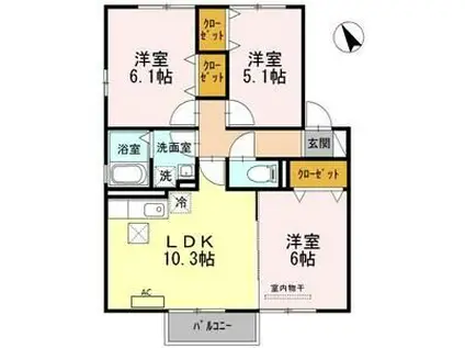 ルミエールコート II(3LDK/1階)の間取り写真