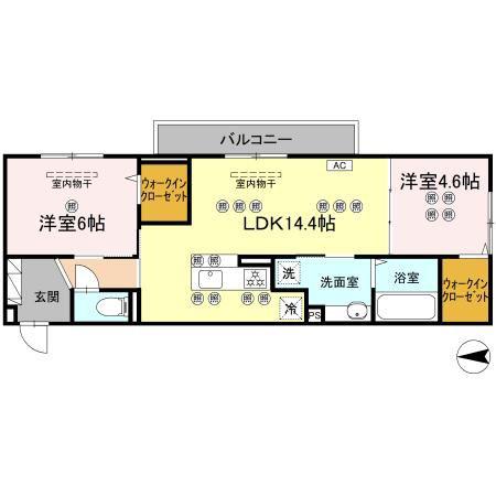 ドリーム大町(2LDK/3階)の間取り写真