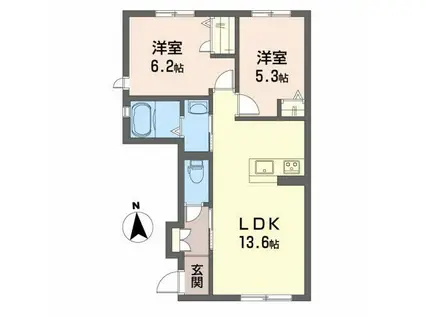 シャーメゾン・ジラソーレ A棟(2LDK/1階)の間取り写真