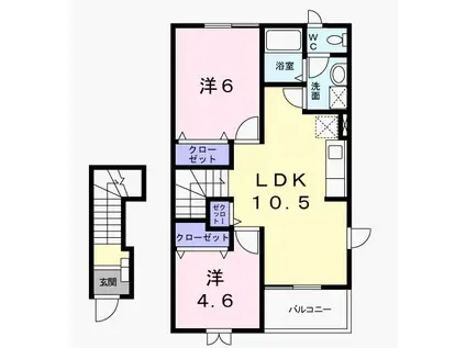 エレガンシアB(2LDK/2階)の間取り写真