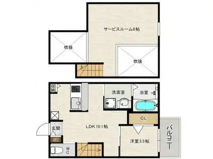 DREAMSTAGE大橋南ARDORE(1SLDK/2階)の間取り写真