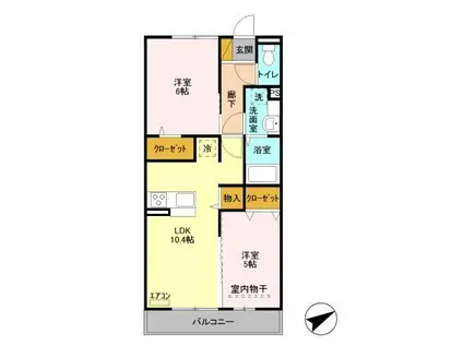 パティーナ(2LDK/2階)の間取り写真