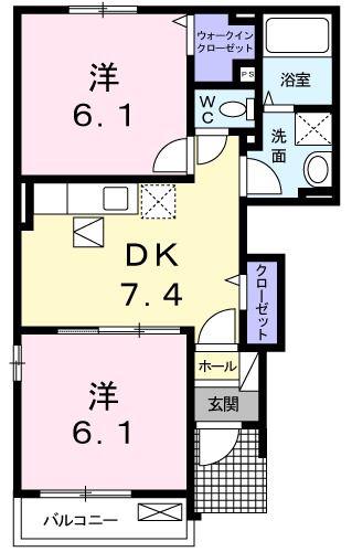 イリーデ・カーサII(2DK/1階)の間取り写真
