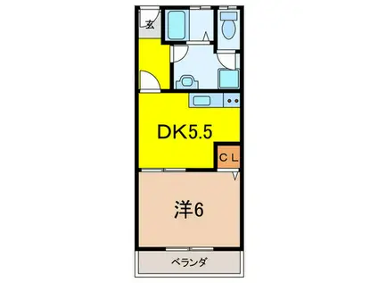 松之荘マンション(1DK/3階)の間取り写真