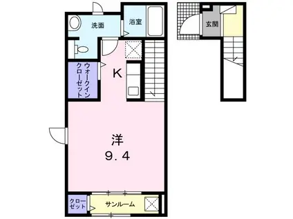 プライム・スクエア光の森(1K/2階)の間取り写真