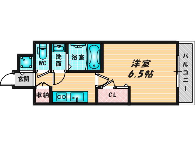 スワンズシティ大阪エスクレア(1K/8階)の間取り写真