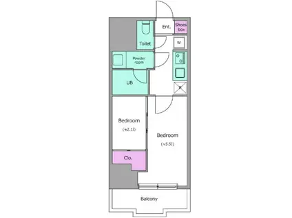 ドゥーエ亀戸III 旧SYFORME亀戸(2K/14階)の間取り写真