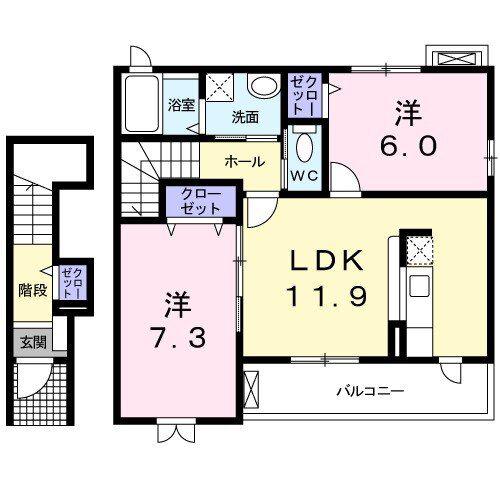 クレメント(2LDK/2階)の間取り写真