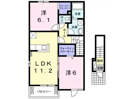 レガーロ・グランツB(2LDK/2階)の間取り写真