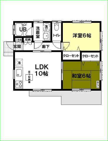 エバーグリーン神栖(2LDK/1階)の間取り写真
