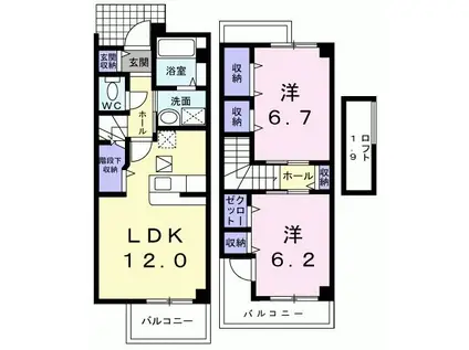 エクセレント(2LDK/1階)の間取り写真