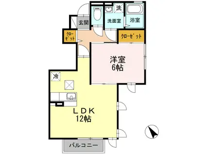 ルナ・ベルデ(1LDK/1階)の間取り写真