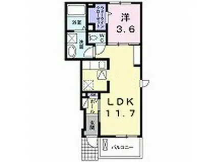 カーサ モデルノ(1LDK/1階)の間取り写真