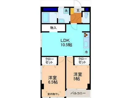 ZOPA玉鉾(2LDK/5階)の間取り写真