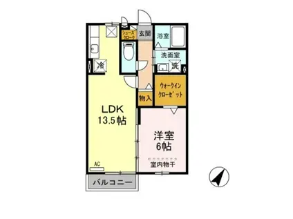 レセンテ A(1LDK/1階)の間取り写真