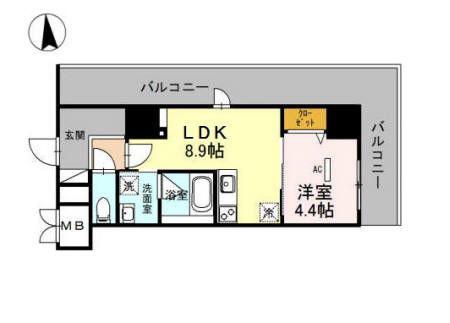 グランセジュール江坂 住居(1LDK/7階)の間取り写真