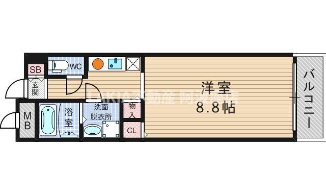 パークハイムうつぼ(1K/3階)の間取り写真