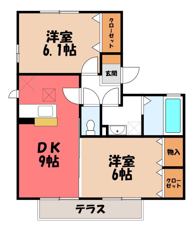 ベルドミール(2DK/1階)の間取り写真