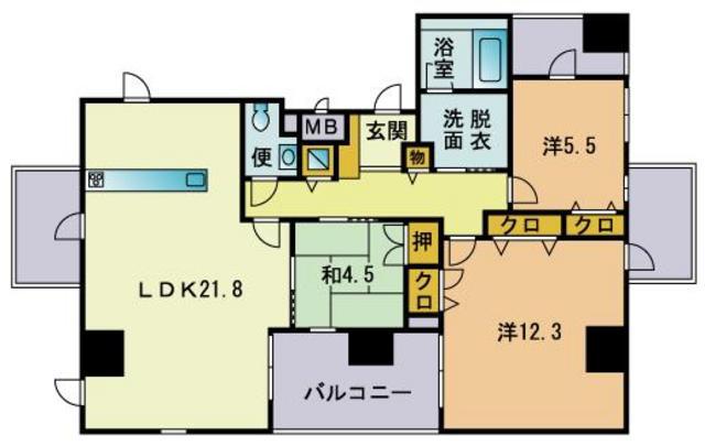 オーシャンタワー(3LDK/10階)の間取り写真