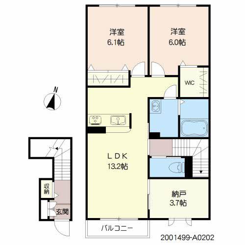 スリーゼI棟(2SLDK/2階)の間取り写真