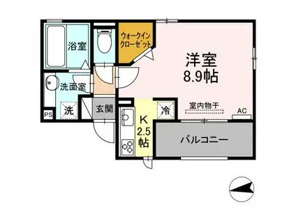 フィオーレ東田(1K/2階)の間取り写真