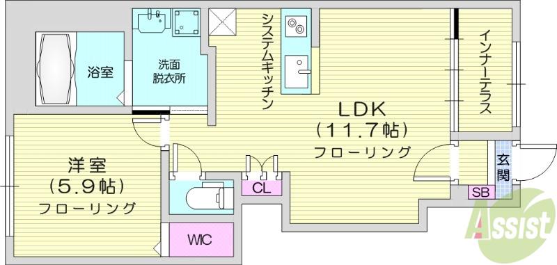ラッフィナートまゆら(1LDK/1階)の間取り写真