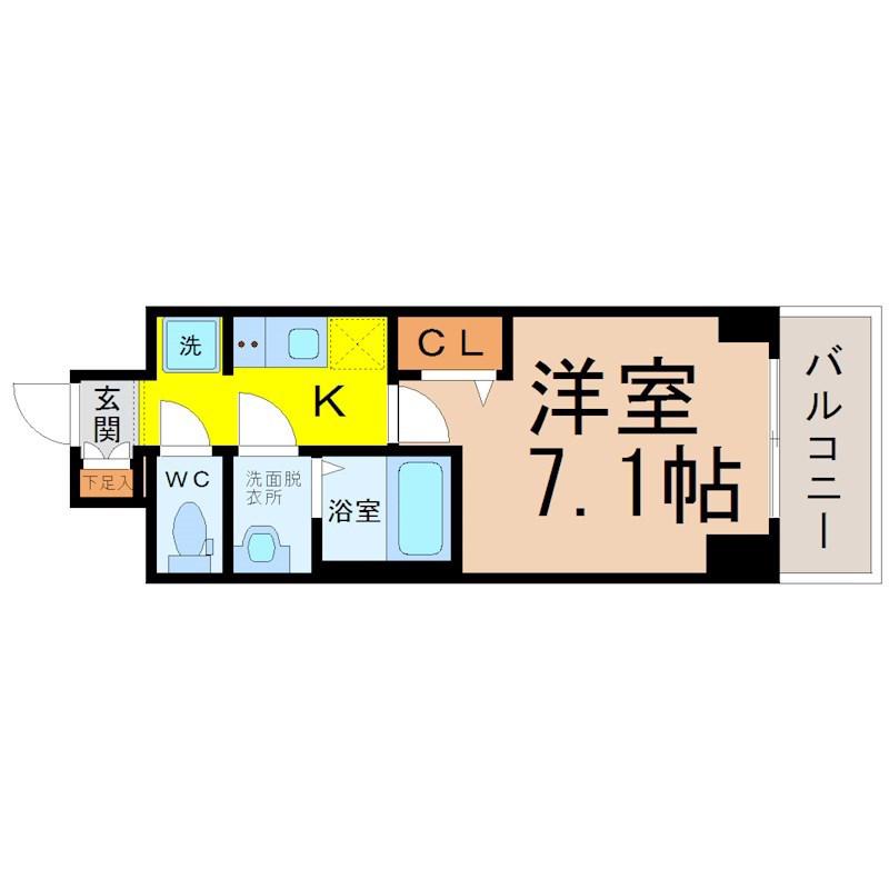 プレサンス広小路通葵(1K/2階)の間取り写真
